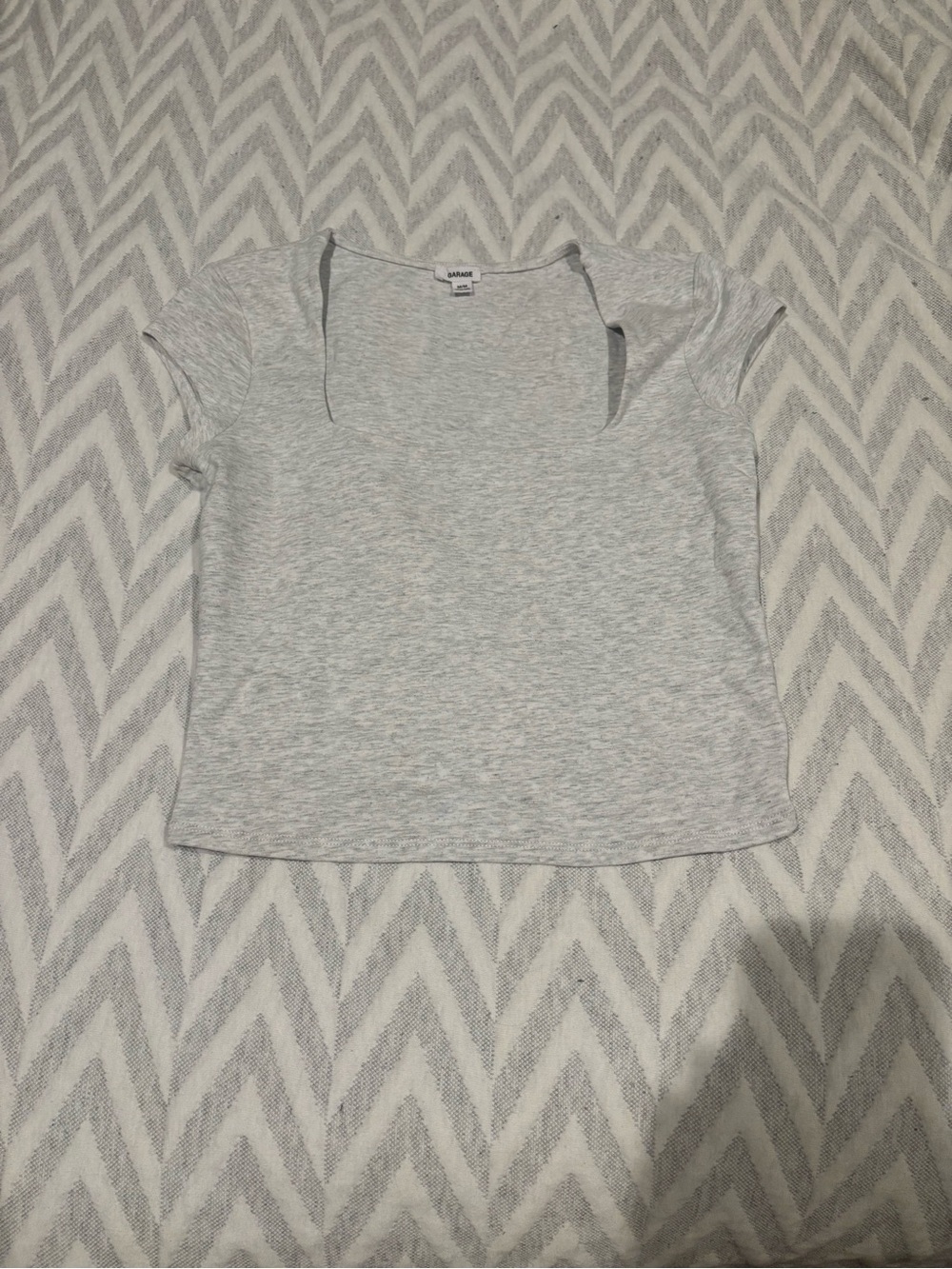 Garage Light Gray Scoop Neck Cutout Short Sleeve Tee